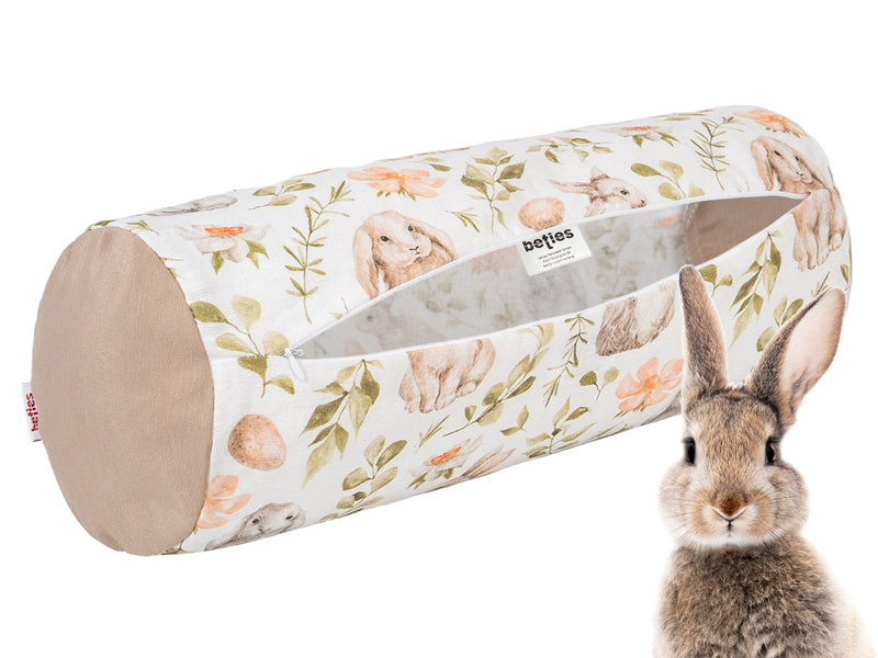 Neck roll cover approx. 15x40 cm, bunny motif, beties "Hoppel"