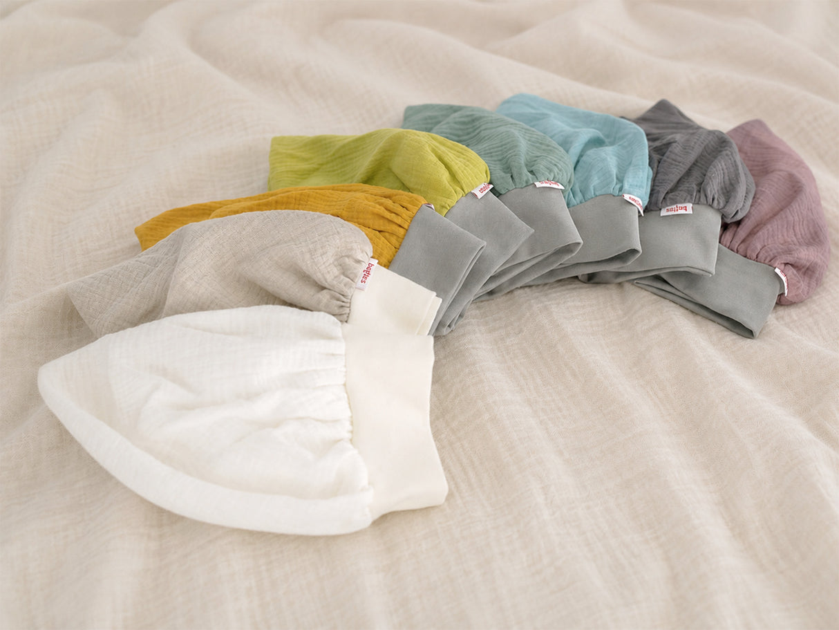 beties Musselin Bonnet Haarhaube Milieu – alle Farben, atmungsaktive Bio-Baumwolle