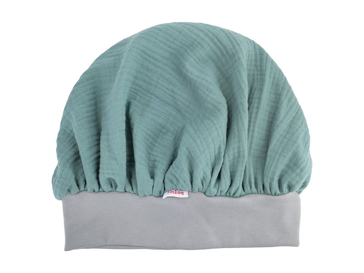 beties Musselin Bonnet Haarhaube Eukalyptus Grün – 100% Bio-Baumwolle Musselin