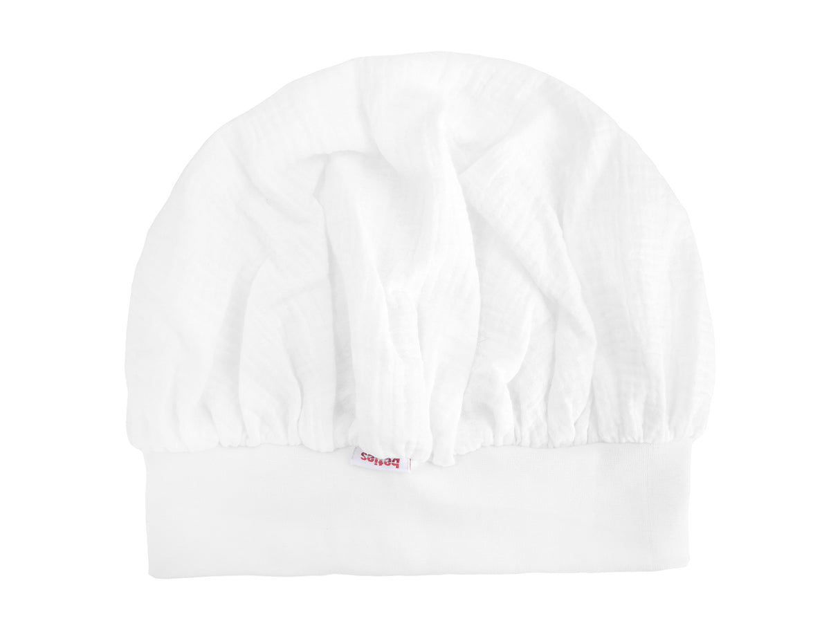 beties Musselin Bonnet Haarhaube Polar Weiß – 100% Bio-Baumwolle Musselin