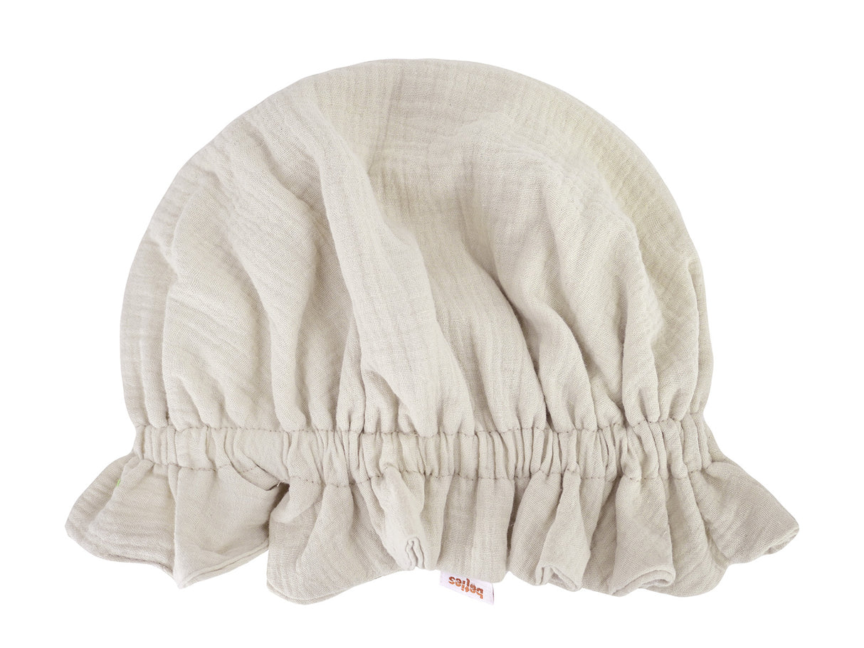 beties Musselin Haarhaube Schlafmütze aus hochwertigem Musselin, Mandel Beige