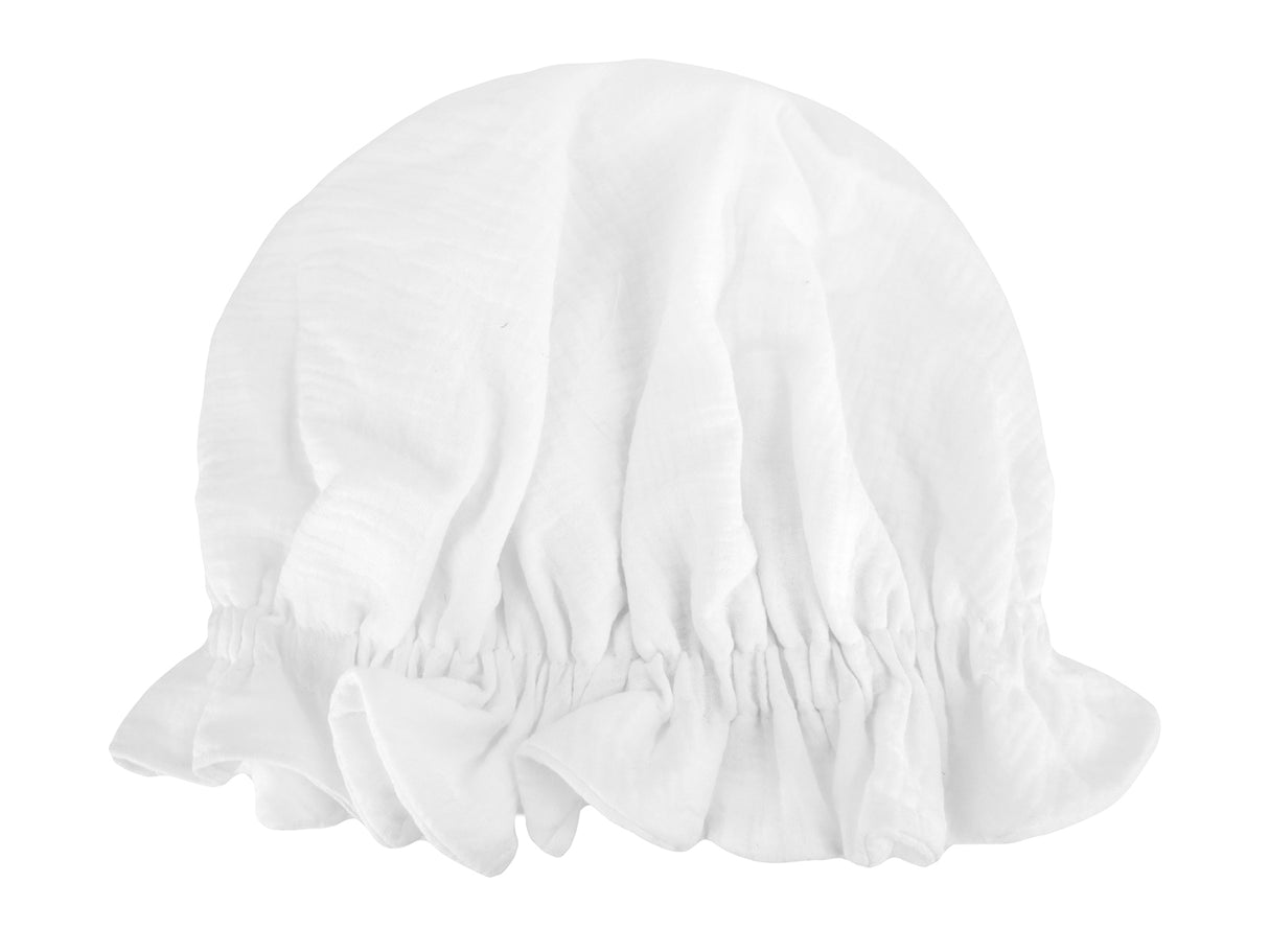 beties Musselin Haarhaube Schlafmütze aus hochwertigem Musselin, Polar Weiß