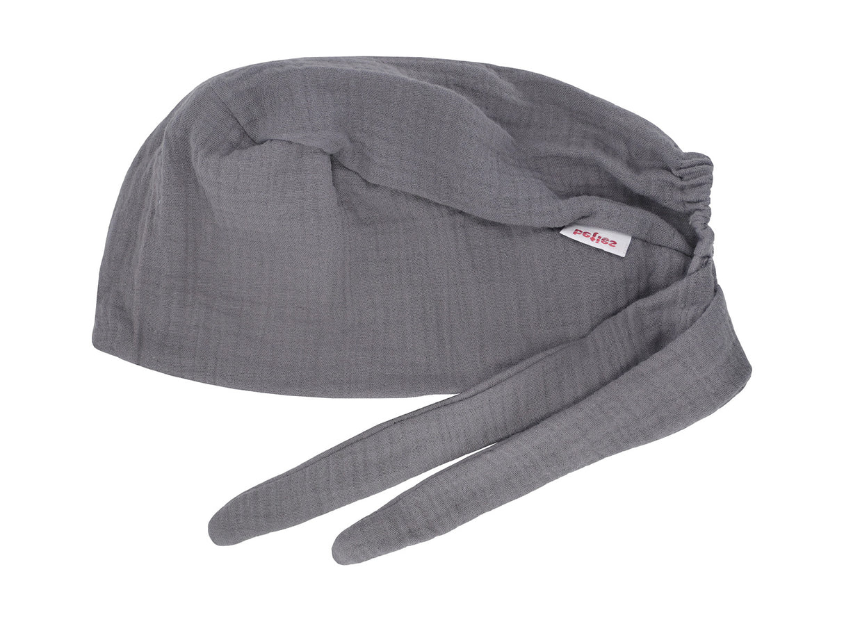 beties Musselin Schlafmütze OP-Haube – Basaltgrau – liegend – 100% Musselin