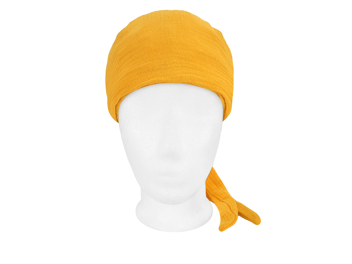 beties Musselin Schlafmütze OP-Haube – Manuka Gelb – Vorderansicht – 100% Musselin