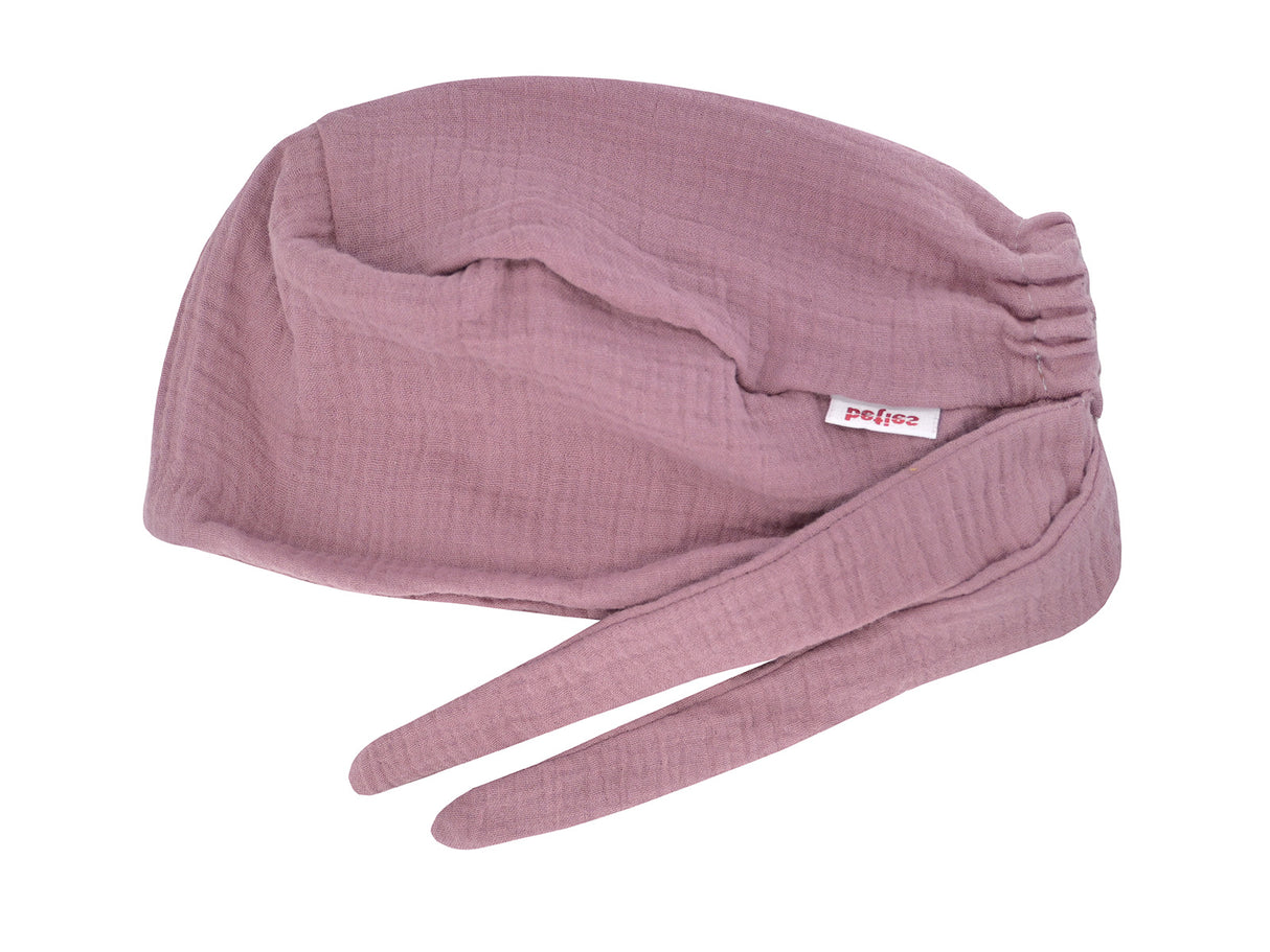 beties Musselin Schlafmütze OP-Haube – Rosenholz – liegend – 100% Musselin