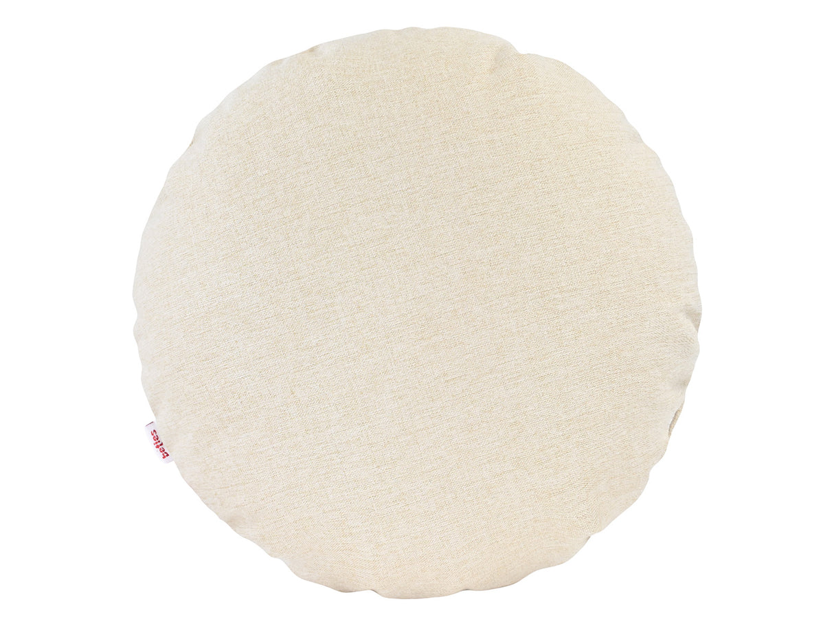 beties Wunschton Kissenhülle rund Ø40 cm Macciato Beige – Vorderansicht, melierter Möbelstoff
