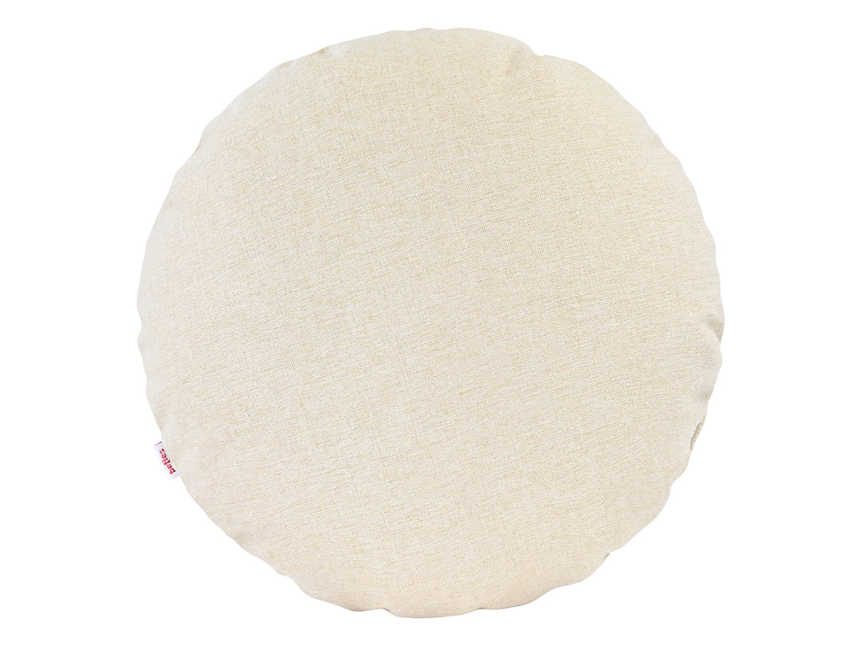 beties Wunschton Kissenhülle rund Ø60 cm Macciato Beige – Vorderansicht, melierter Möbelstoff
