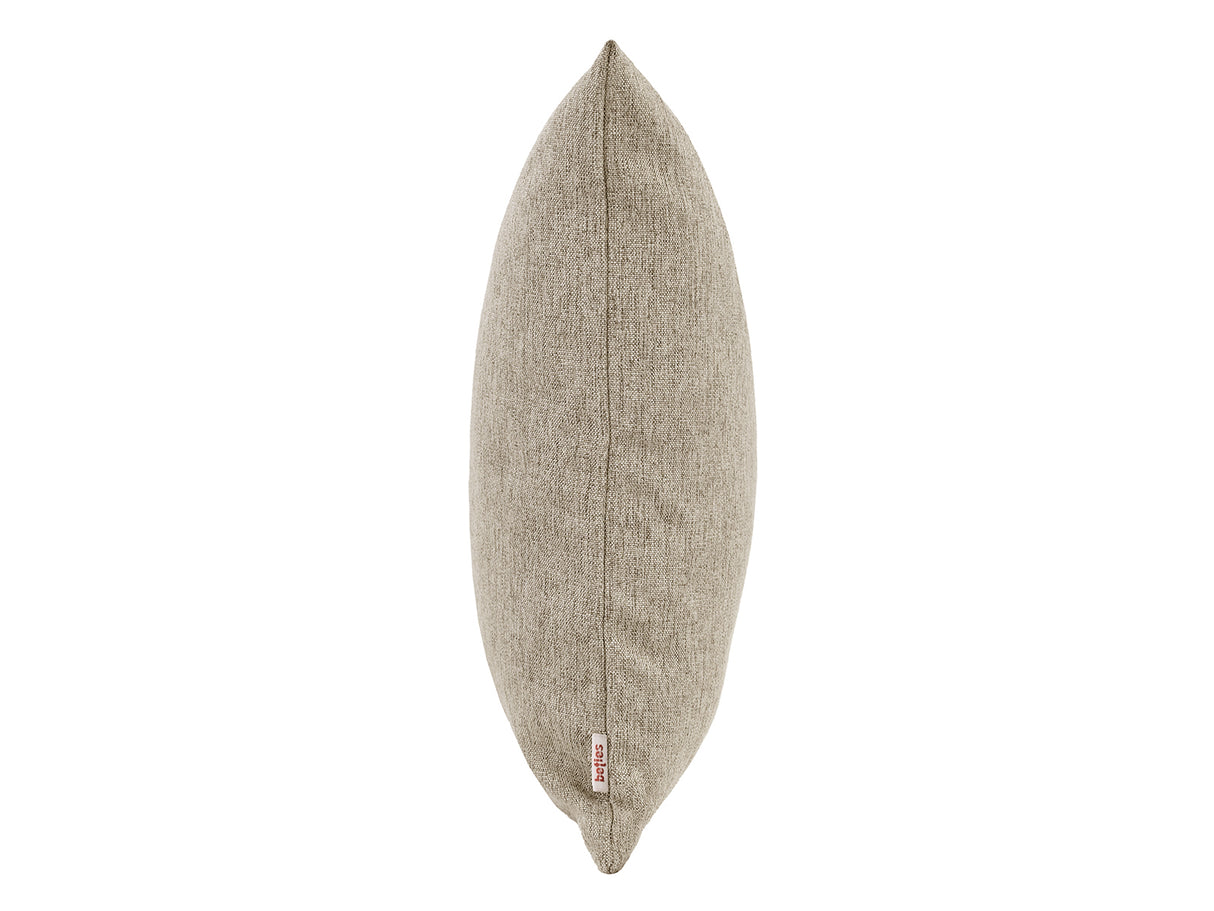 beties Wunschton Kissenhülle 50x50 cm Taupe Braun – Seitenansicht, melierter Möbelstoff