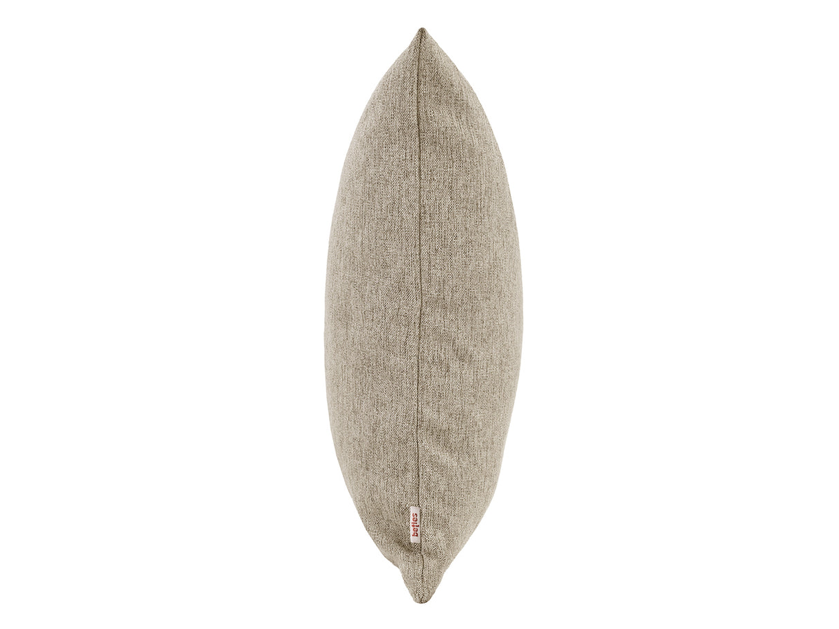 beties Wunschton Kissenhülle 60x60 cm Taupe Braun – Seitenansicht, melierter Möbelstoff Sofakissen