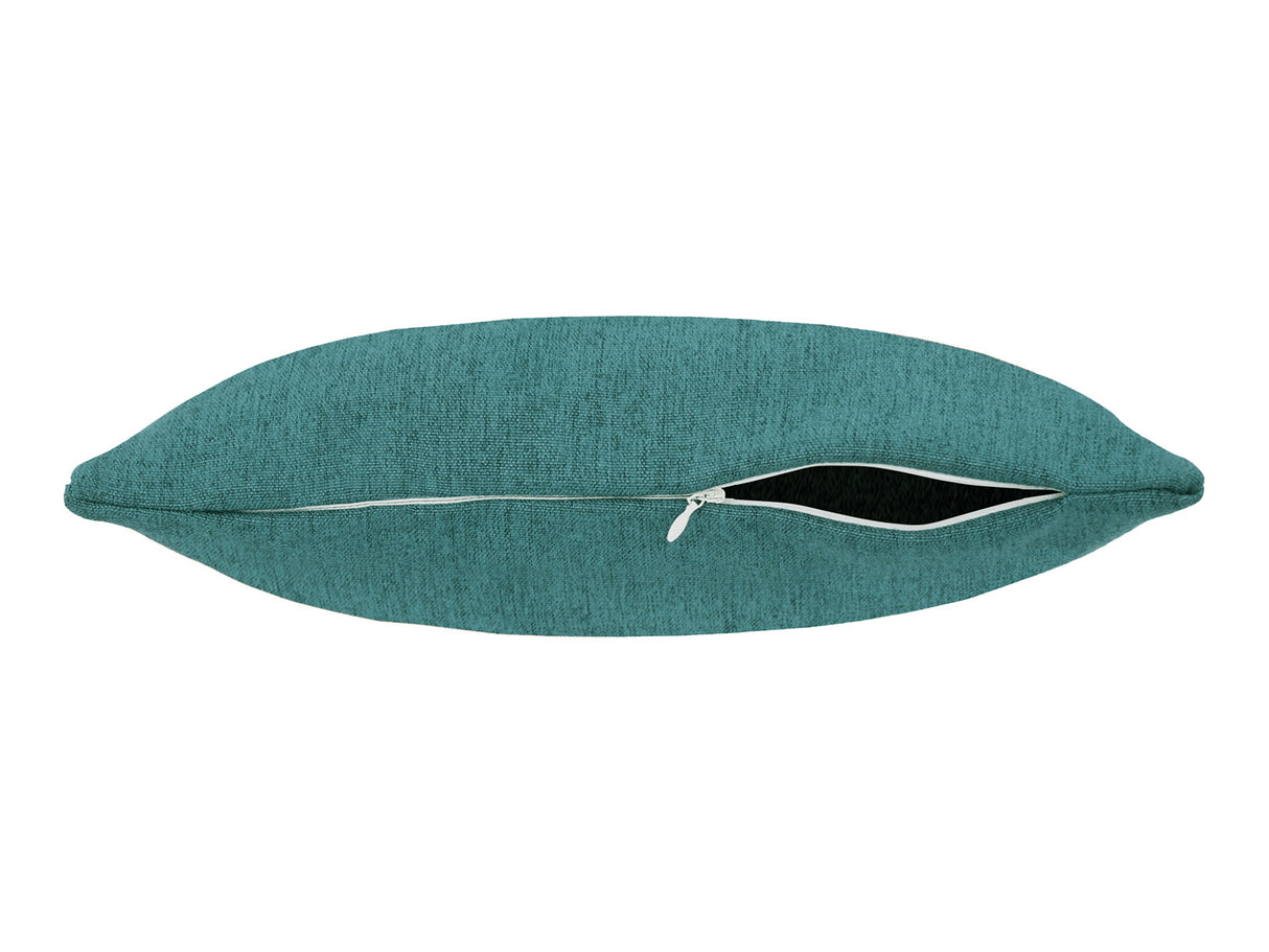beties Wunschton Kissenhülle 25x35 cm Teal Petrol – liegend mit offenem Reißverschluss, melierter Möbelstoff