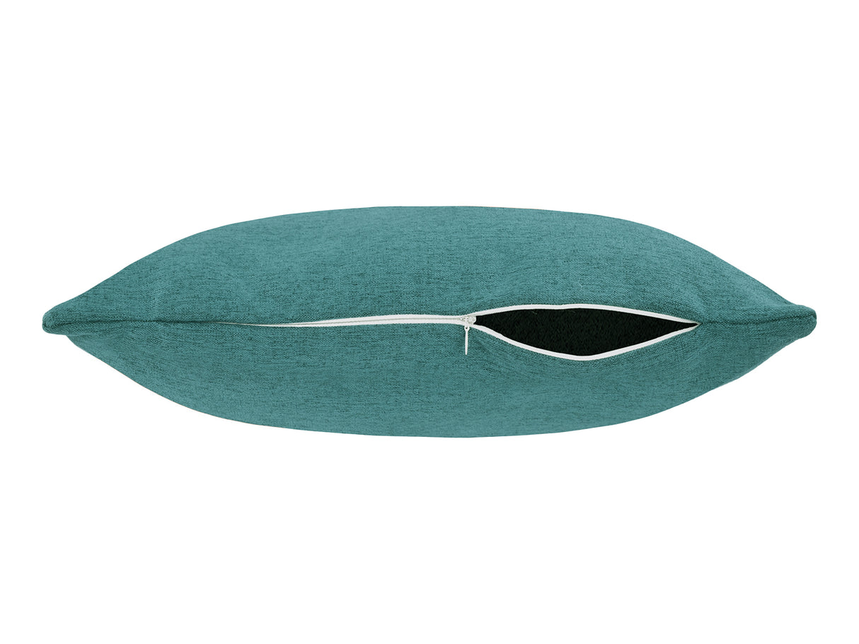 beties Wunschton Kissenhülle 30x50 cm Teal Petrol – liegend mit offenem Reißverschluss, melierter Möbelstoff