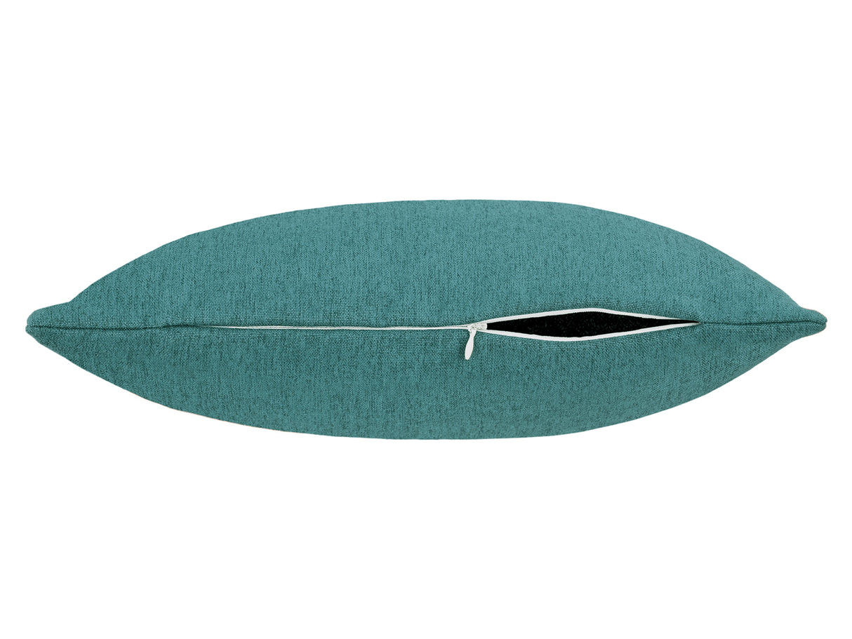 beties Wunschton Kissenhülle 45x45 cm Teal Petrol – liegend mit offenem Reißverschluss, melierter Möbelstoff