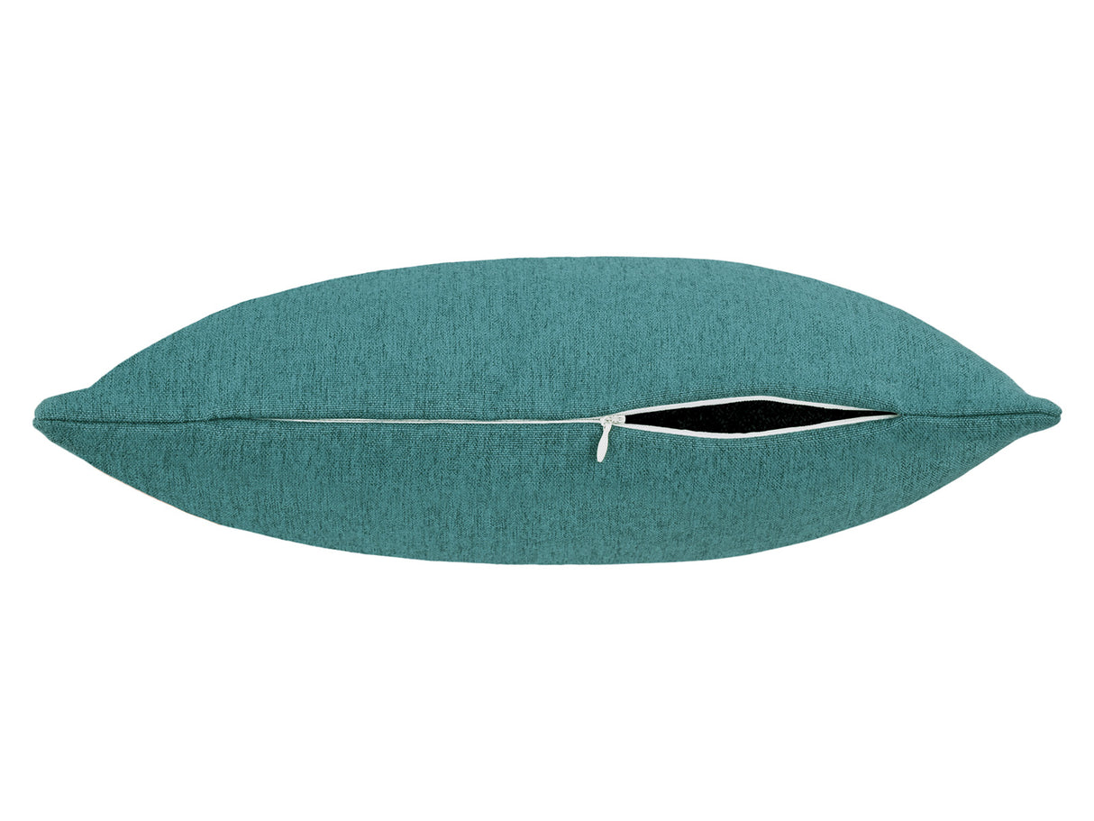 beties Wunschton Kissenhülle 50x50 cm Teal Petrol – liegend mit offenem Reißverschluss, melierter Möbelstoff