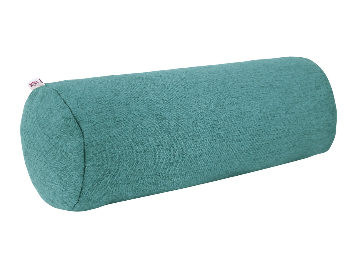 beties Wunschton Nackenrollenhülle 15x40 cm Teal Petrol – schrägansicht, melierter Möbelstoff