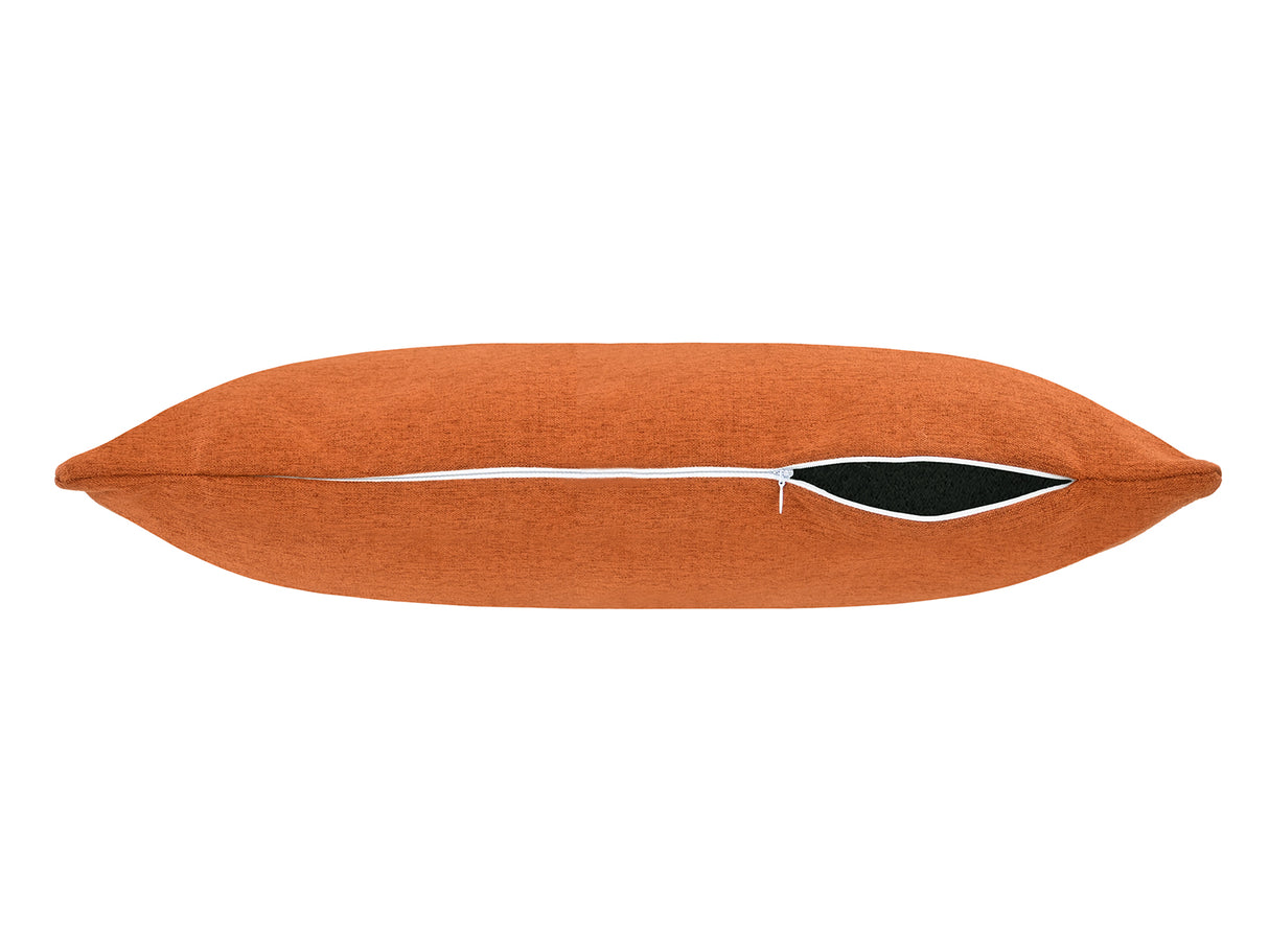 beties Wunschton Kissenhülle 30x70 cm Terracotta Orange – liegend mit offenem Reißverschluss, melierter Möbelstoff
