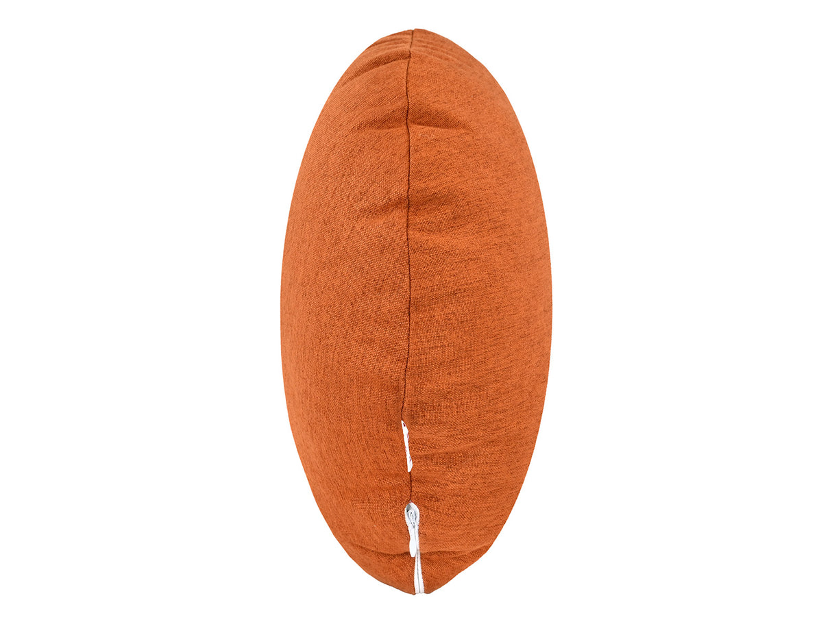 beties Wunschton Kissenhülle rund Ø50 cm Terracotta Orange – seitenansicht, melierter Möbelstoff