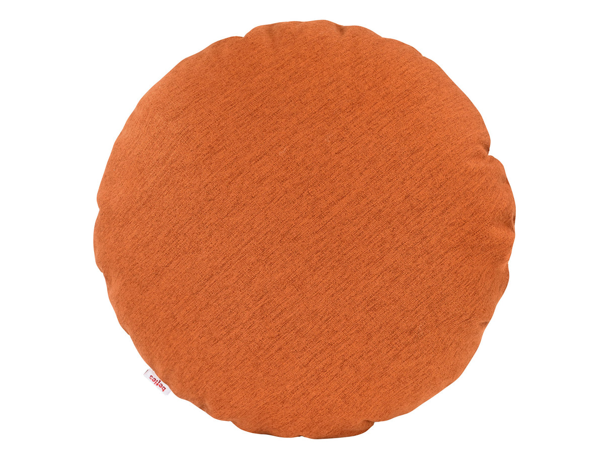 beties Wunschton Kissenhülle rund Ø60 cm Terracotta Orange – vorderansicht, melierter Möbelstoff
