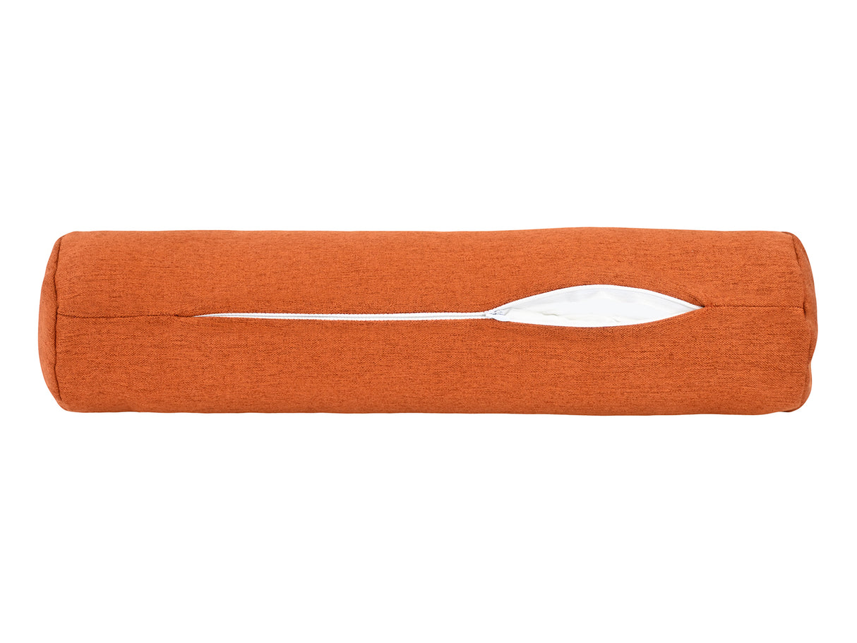 beties Wunschton Nackenrolle gefüllt 13x50 cm Terracotta Orange – mir offemnem Reißverschluss, melierter Möbelstoff