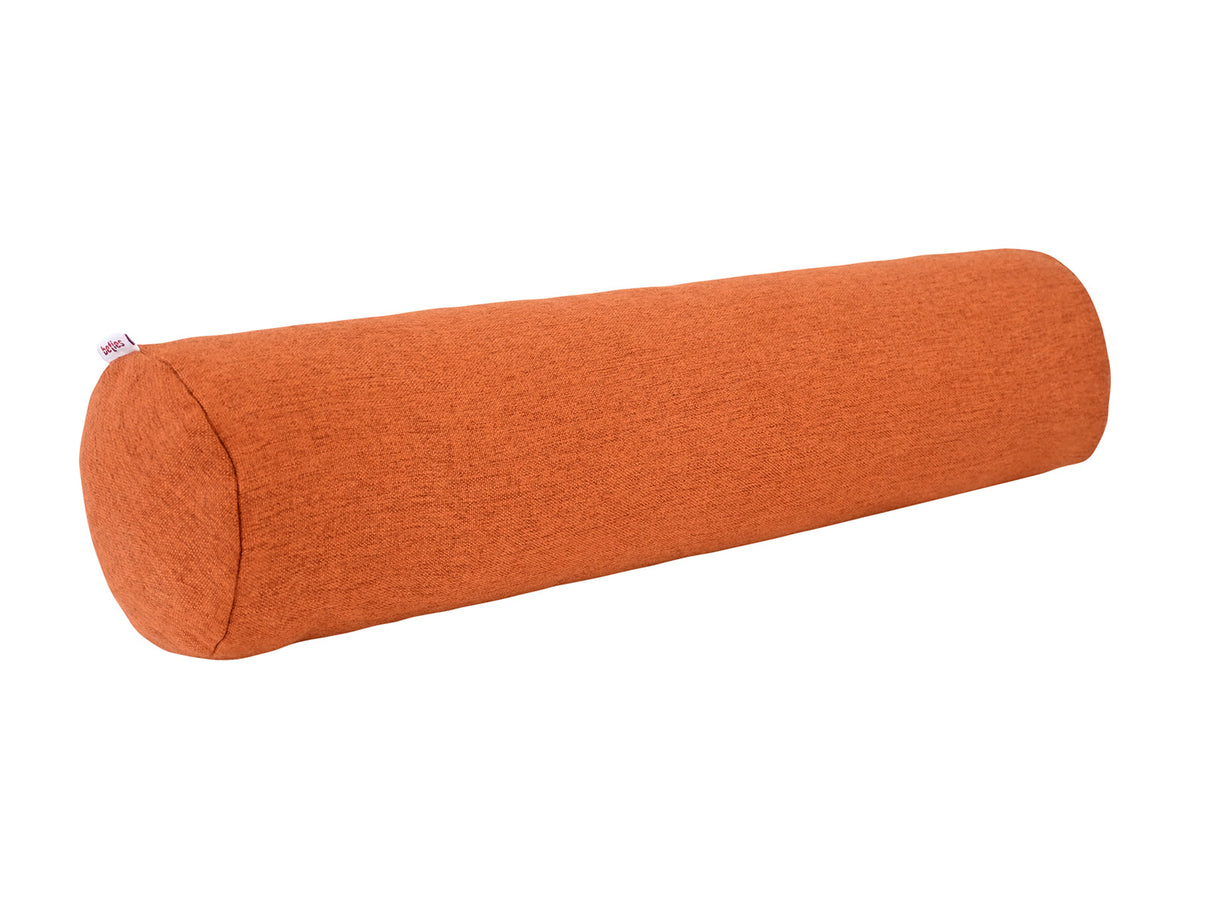 beties Wunschton Nackenrolle gefüllt 13x50 cm Terracotta Orange – schrägansicht, melierter Möbelstoff