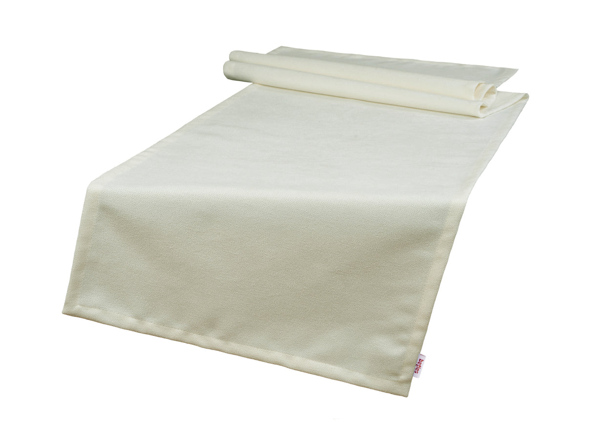 Tischlaeufer 40x140 cm sahne-weiss Chenille-Haptik beties „FarbTon" – Tischwaesche Oeko-Tex