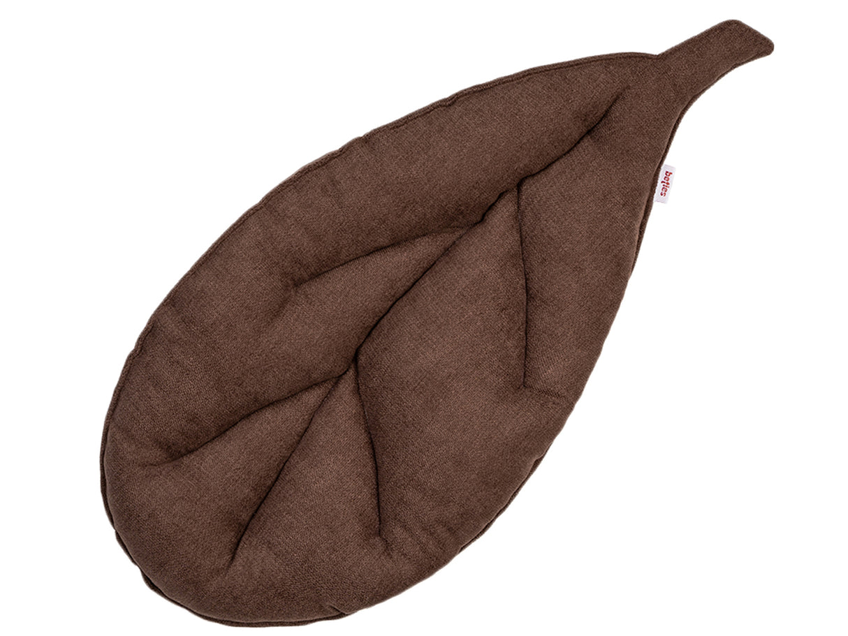 Kissen Blatt 28x59 cm kaffeebohne-braun Chenille-Haptik beties „FarbTon" – Sitzkissen Oeko-Tex