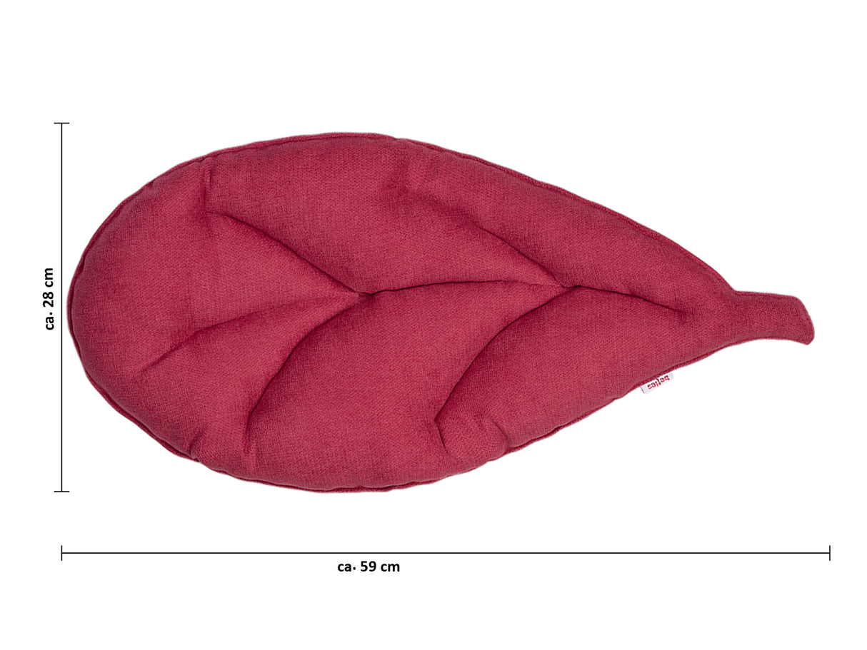 Kissen Blatt 28x59 cm himbeer-rot beties „FarbTon" – Maßdarstellung des Blattkissens