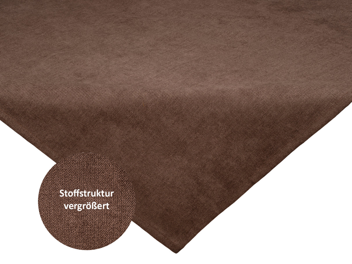 Mitteldecke kaffeebohne-braun Chenille-Haptik beties "FarbTon" mit einem Detailbild der Stoffstrucktur.