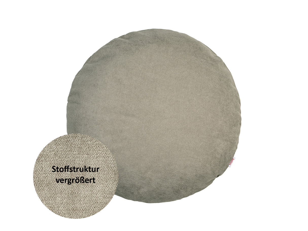 Runde Kissenhuelle greig-taupe Chenille-Haptik beties "FarbTon"
