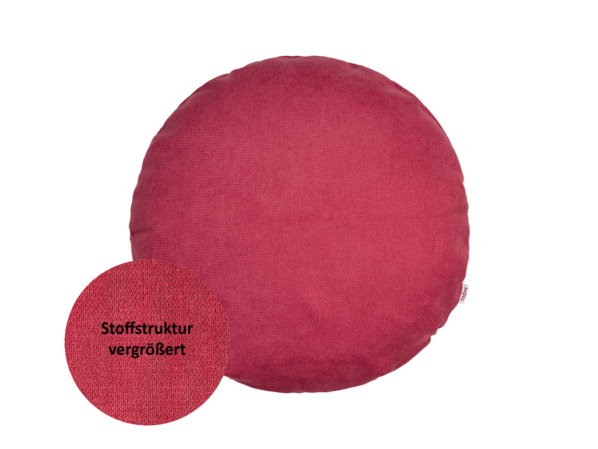 Runde Kissenhülle himbeer-rot Chenille-Haptik beties "FarbTon"