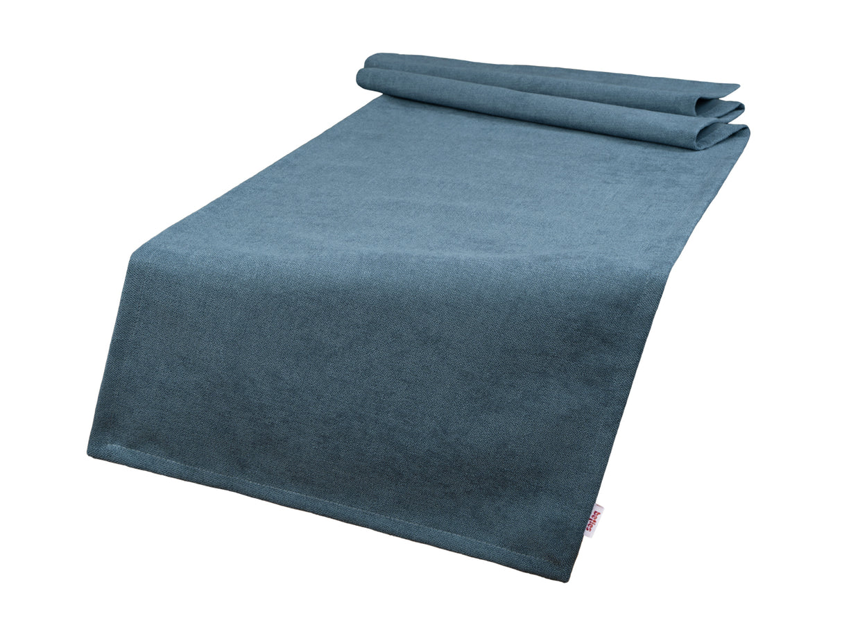 XL Tischläufer 40x220 cm nordlicht-blau Chenille-Haptik beties „FarbTon" – Tischwäsche Oeko-Tex