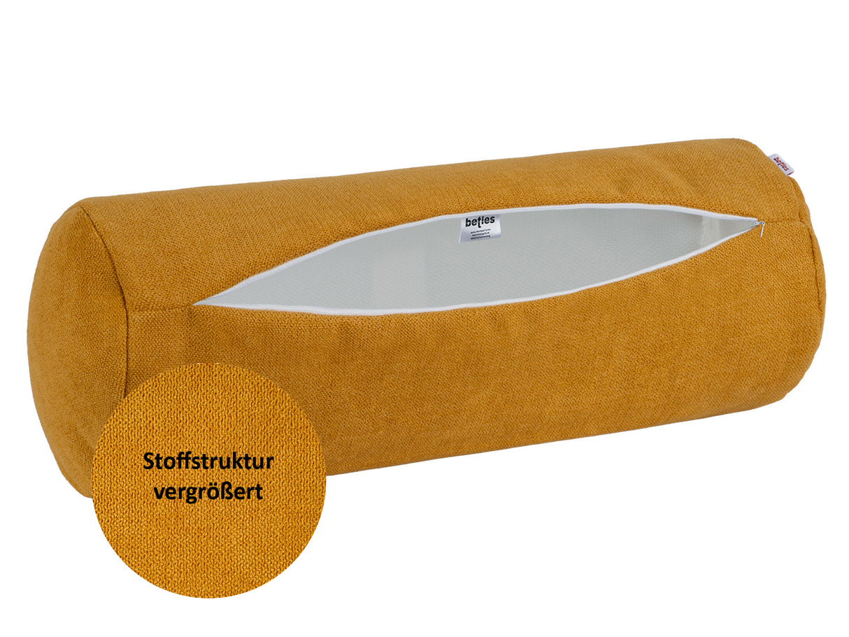 XL Rollenhülle 25x70 cm curry-gelb Chenille-Haptik beties „FarbTon" – Detailbild Stoffstruktur