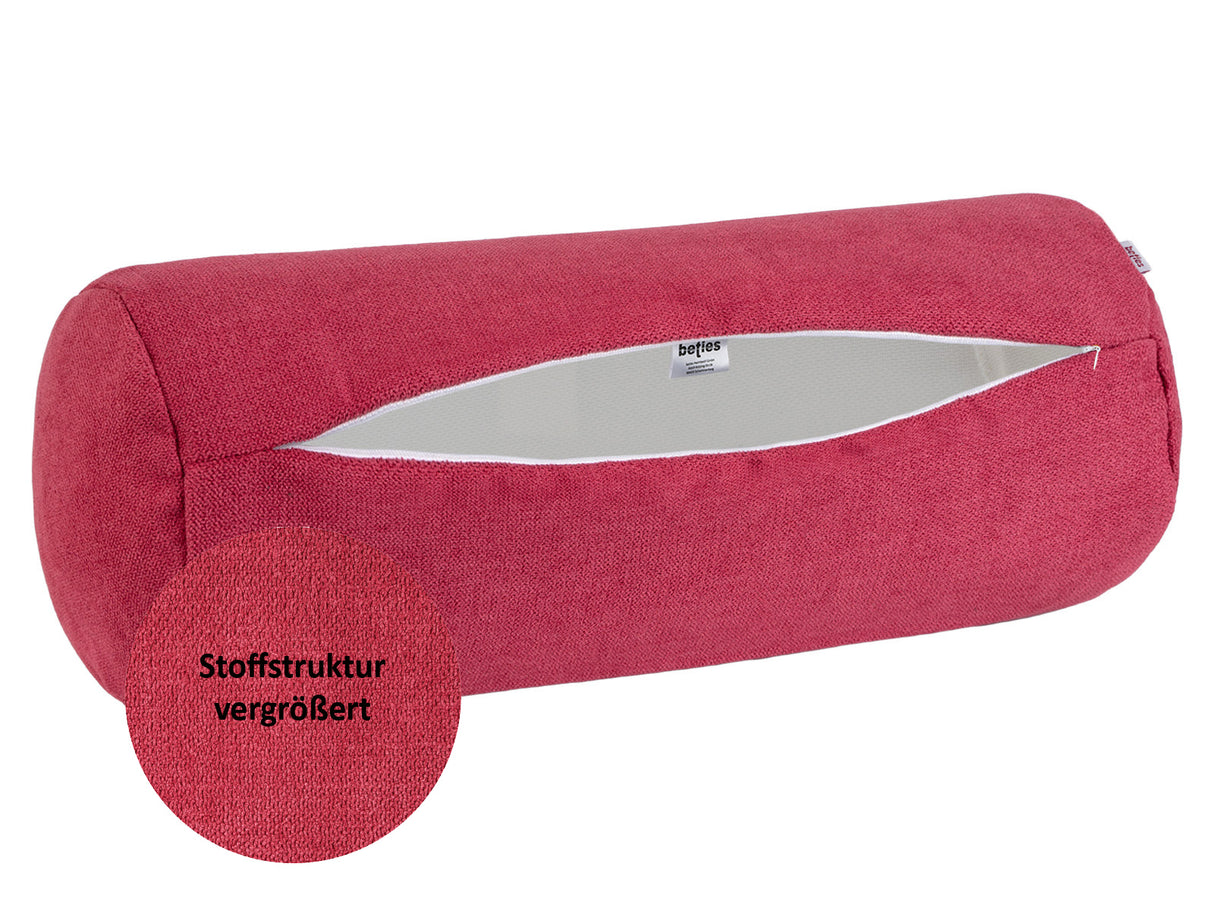 XL Rollenhülle 25x70 cm himbeer-rot Chenille-Haptik beties „FarbTon" – Detailbild Stoffstruktur