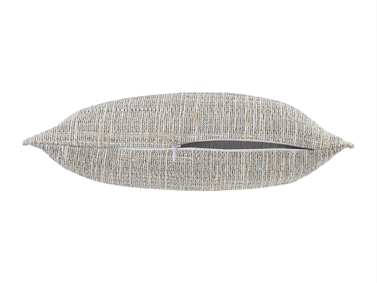 beties Freiluft Melange Outdoor-kissenhülle 30x50 cm Beige Frontansicht – wetterfeste Kissenhülle für Garten