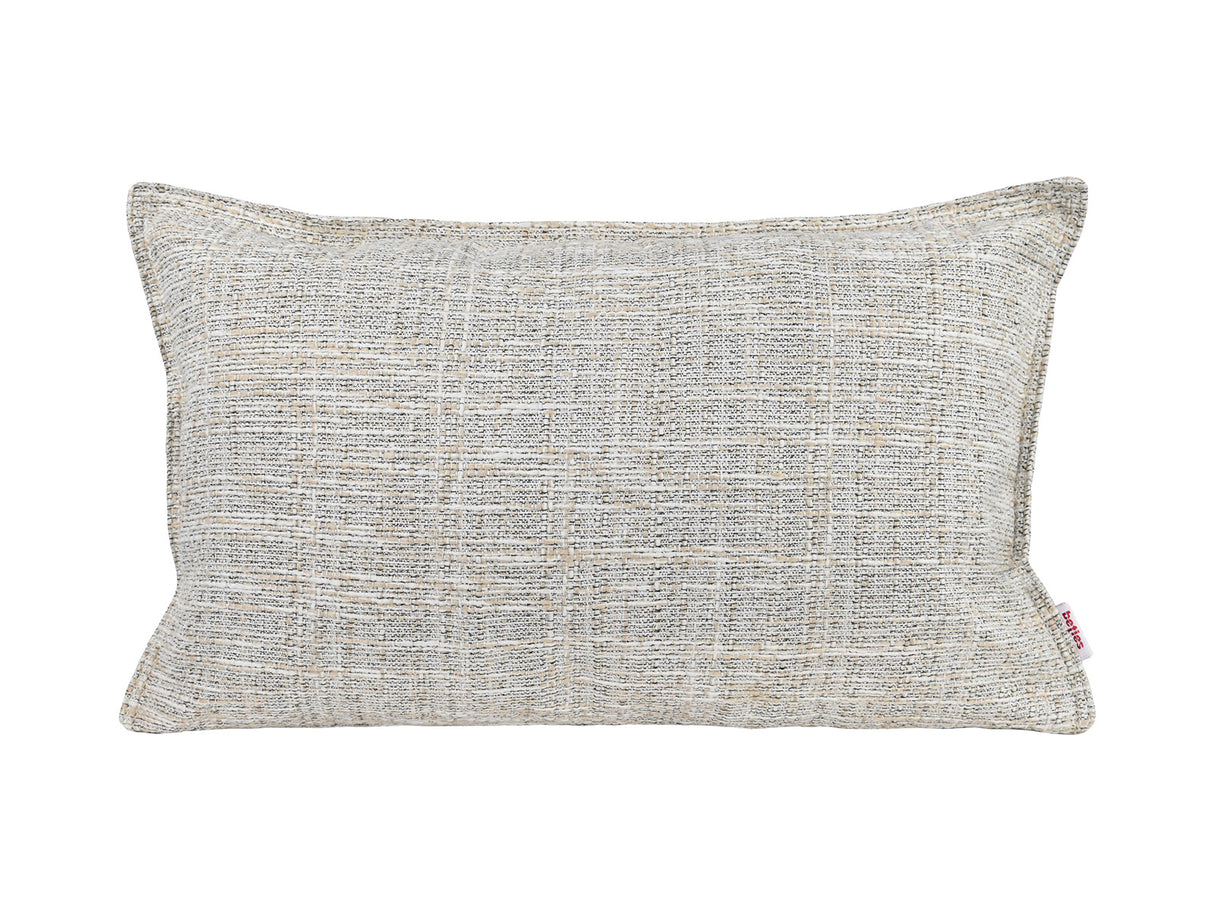 beties Freiluft Melange Outdoor-Kissenhülle 30x50 cm Beige Frontansicht – wetterfest für Garten und Balkon