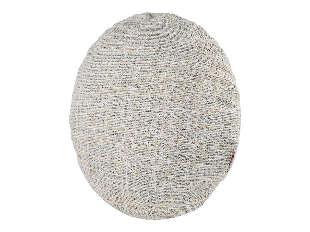 beties Outdoor-Kissenhülle 40 cm rund Beige Schrägansicht – robuste wetterfeste Rundkissenhülle für Balkon