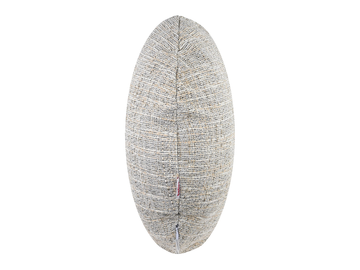 beties Freiluft Kissenhülle 40 cm rund Beige-Melange Seitenansicht – wetterfeste Rundkissenhülle für Terrasse