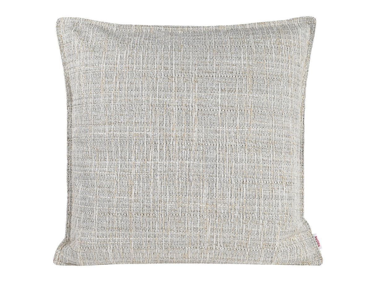 beties Freiluft Melange Outdoor-Kissenhülle 50x50 cm Beige Frontansicht – wetterfeste Kissenhülle für Balkon und Garten