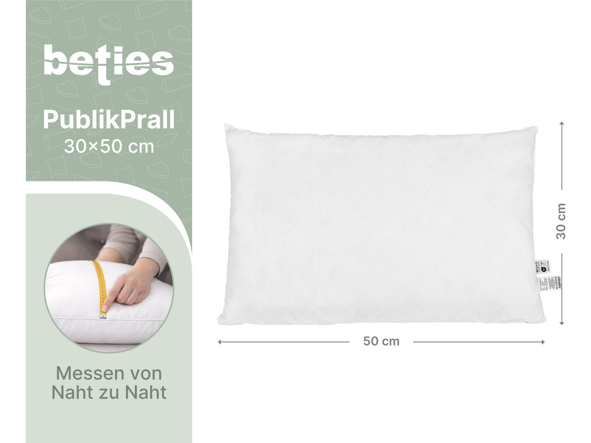 beties Publikprall Federkissen Fuellkissen 30x50 cm Massangaben Abmessungen Grafik