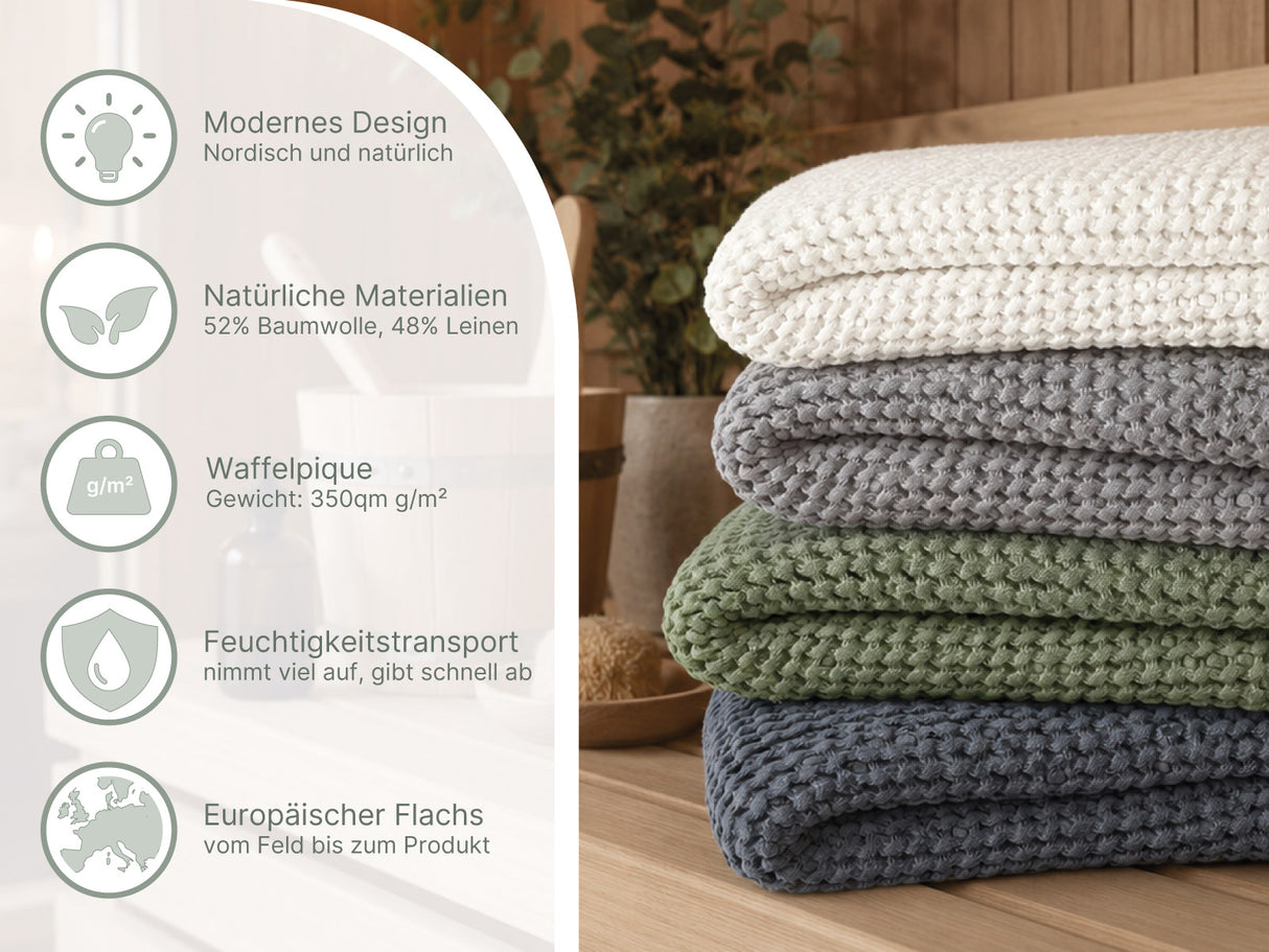 PUR.NATURE Schweißtuch, Handtuch, Wellnessdecke millieu mit infos