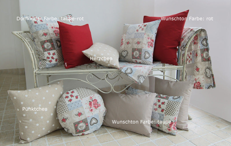 Kissenhülle rund ca. 80 cm Ø Mischgewebe Shabby-Chic beties "Dorfkinder"