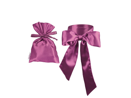 Augenbinde aus Glanzsatin in mauve mit passendem Säckchen – Schlafmaske zum Binden von beties Glanzstück