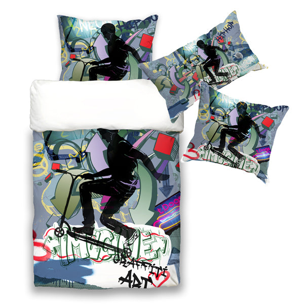 Youth bedding set approx. 155x220 cm “Graffiti Scooter” cool beties set