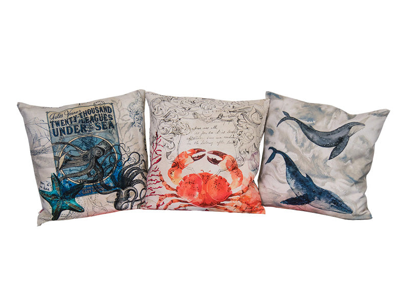 Drei beties Kissen Motiv Nautic Octopus Krebs und Wale