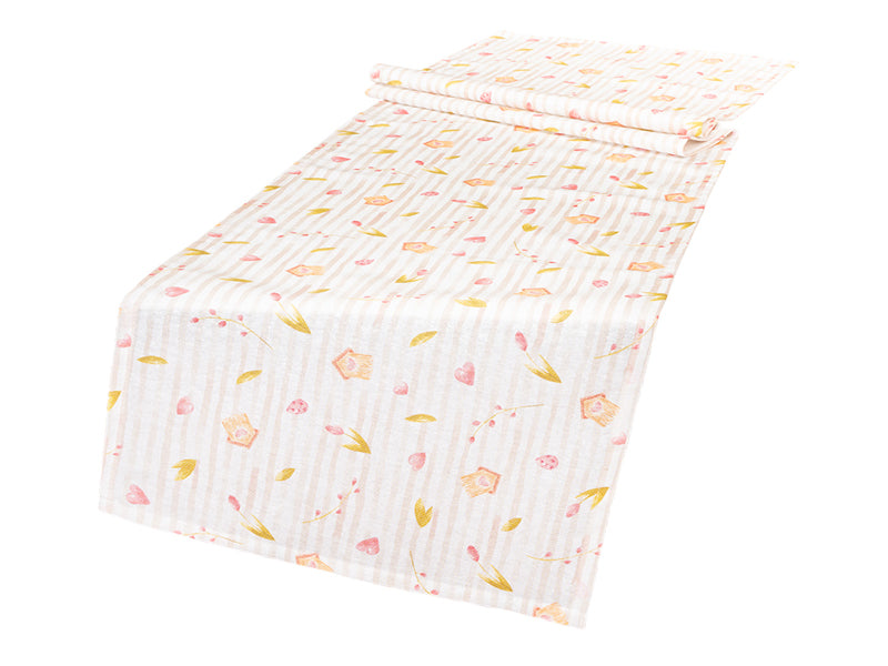 Table runner approx. 40x145 cm, birdhouse beties "Peep"