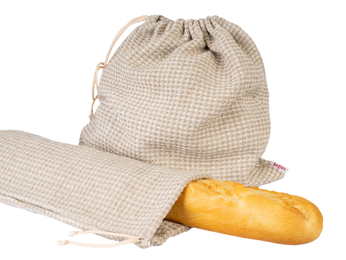 Brot- Baguettebeutel 100% Leinen beties "Leinen-Waffelpique"
