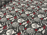 Fabric by the meter, mixed fabric, approx. 140 cm wide, black, beties "Christmas decoration"