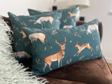 Pillow cover approx. 40x40 cm, deer design, reversible cover, beties "Wildwechsel"