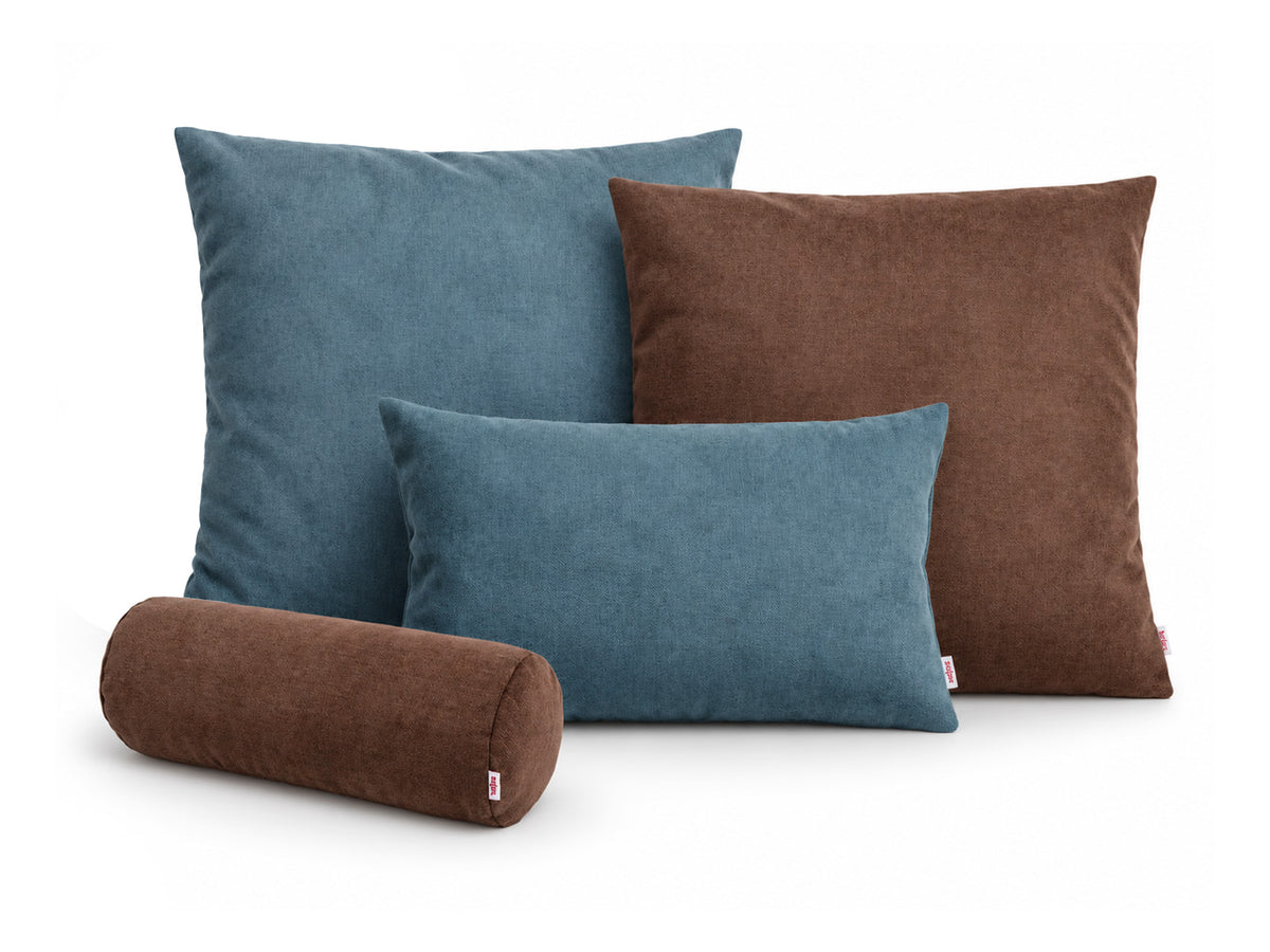 Dekokissen-Set 4-teilig mit Füllung – Chenille in Braun und Blau | beties Chenille Harmonie