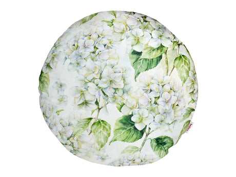Runde Kissenhülle ca. 40 cm weiß Hortensie beties "Landlust"