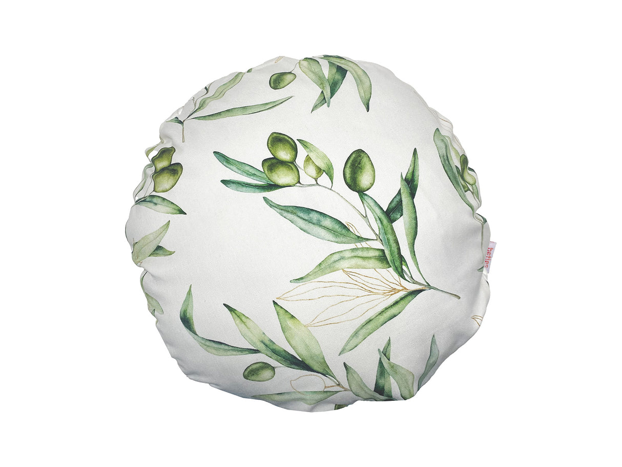 Mediterrane runde Kissenhülle ca. 40 cm Ø aus 100% Baumwolle - Oliven Design aus der beties "Italy Collection"